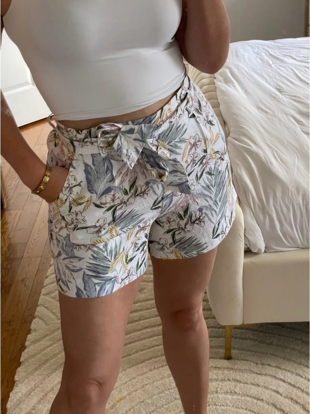 C&C California Tropical Floral Linen Blend Shorts Size 10